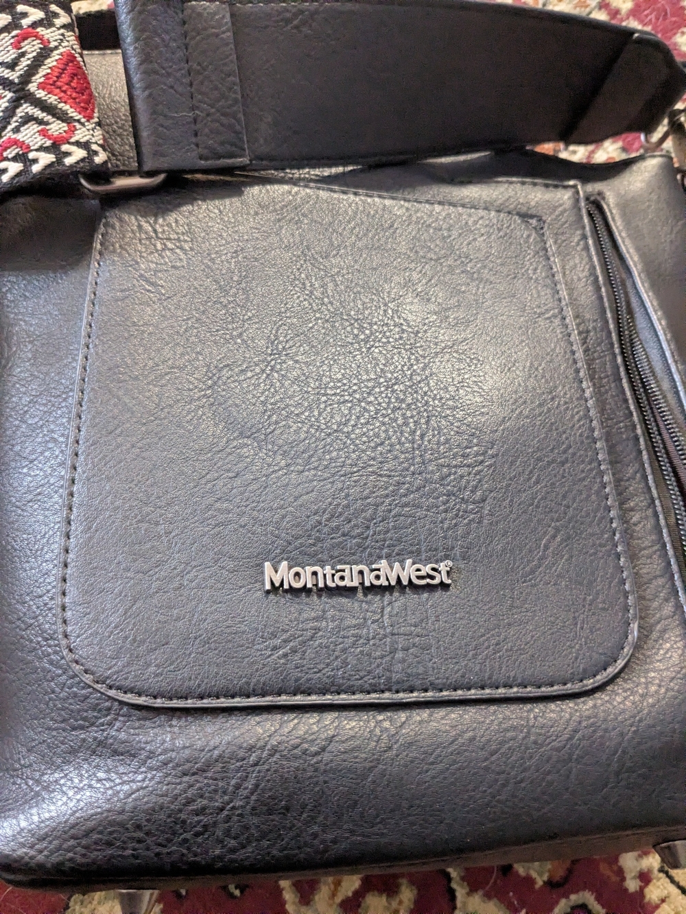 Montana West Black Crossbody Bag with Detachable Patterned Strap - Picture 7 of 12